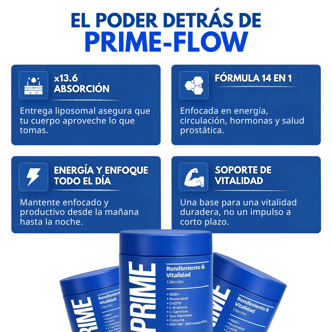 PRIME FLOW™ - Cápsulas de Rendimiento y Vitalidad Masculina